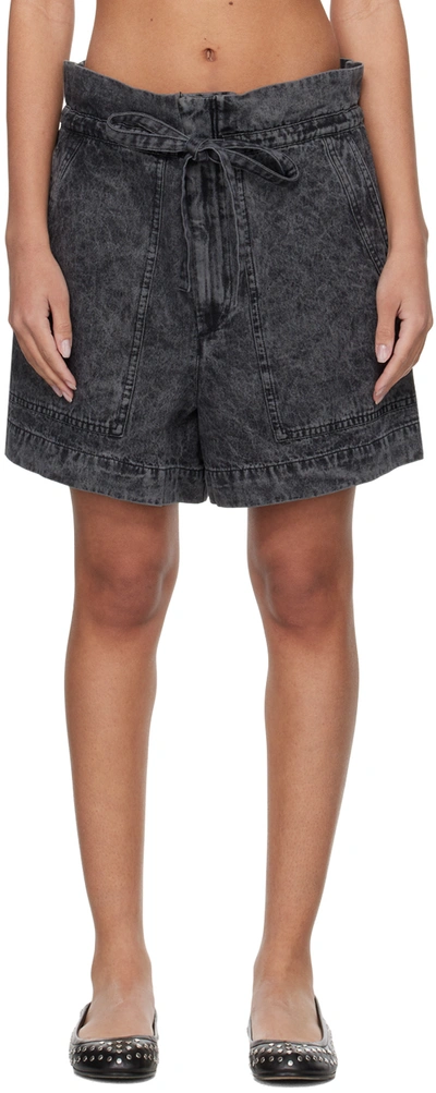 Isabel Marant Étoile Ipolyte High Waist Drawstring Shorts In 02fk Faded Black
