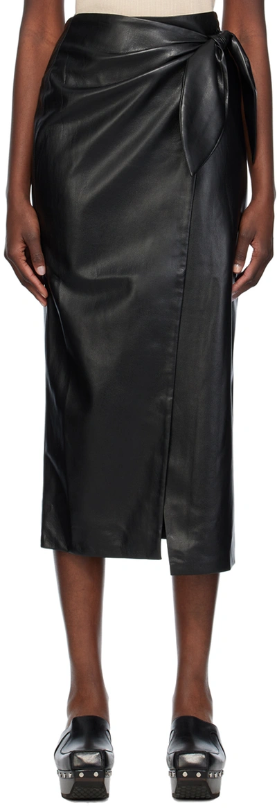 Shop Nanushka Black Carola Vegan Leather Midi Skirt