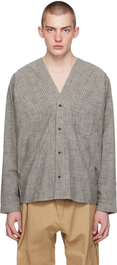 Shop Jan-jan Van Essche Gray #99 Jacket In Grey Striped