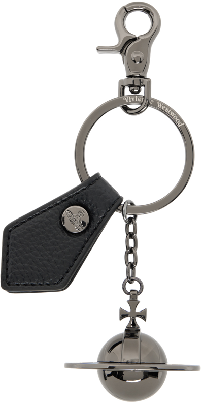 Shop Vivienne Westwood Gunmetal & Black 3d Orb Keychain In N403 Black