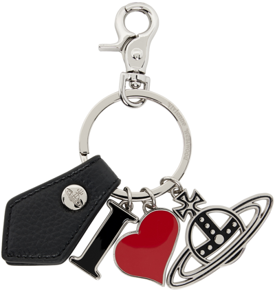 Shop Vivienne Westwood Silver & Black I Love Orb Keychain In N403 Black