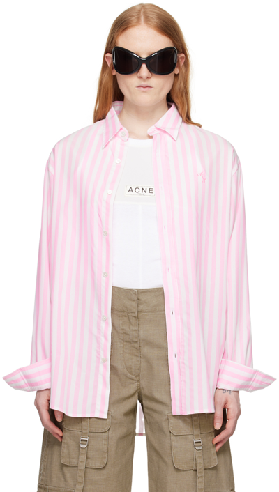 Shop Acne Studios Pink & White Stripe Shirt In Ang Pink/white