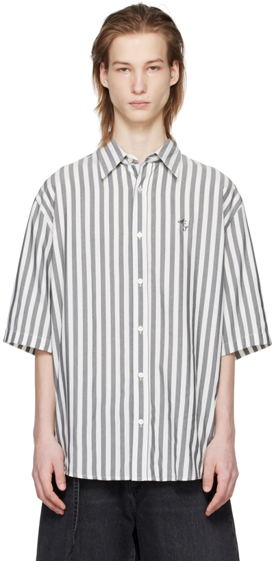 Shop Acne Studios Black Stripe Shirt In J83 Black/white