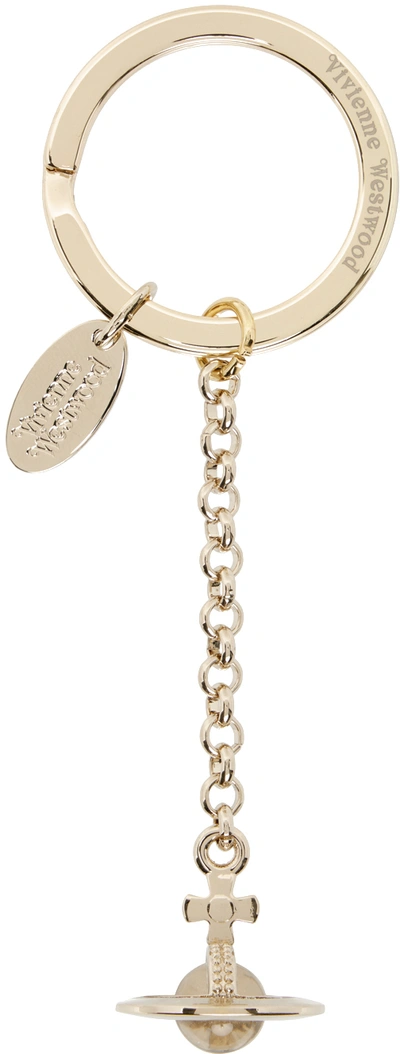 Shop Vivienne Westwood Gold Hanging Orb Keychain In R401 Gold
