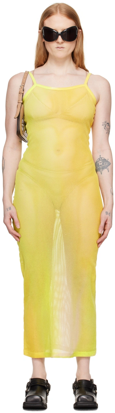 Shop Acne Studios Yellow Tie-dye Maxi Dress In Cyi Acid Yellow