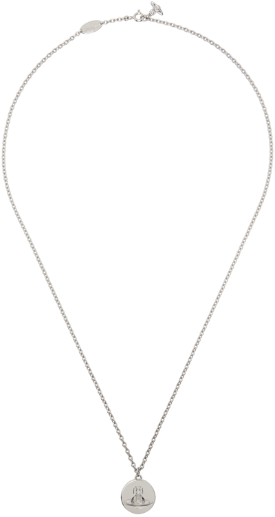 Shop Vivienne Westwood Silver Janus Pendant Necklace In Platinum