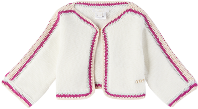 Shop Chloé Baby Off-white Striped Cardigan In 117 Offwhite