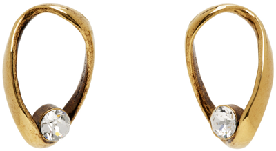 Shop Dries Van Noten Gold Oval Hoop Earrings In 973 Brass