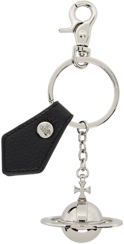Shop Vivienne Westwood Silver & Black 3d Orb Keychain In N403 Black Veg Grain