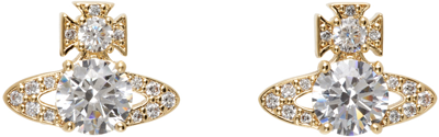 Shop Vivienne Westwood Gold Ismene Earrings In R102 Gold/white Cz