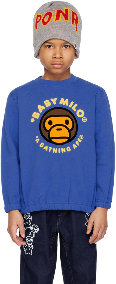 Shop Bape Kids Blue Baby Milo Sweatshirt