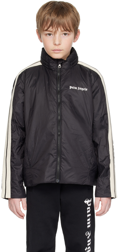Shop Palm Angels Kids Black Insulated Puffer Jacket In Black White
