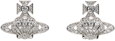 Shop Vivienne Westwood Silver Natalina Earrings In P102 Platinum/white