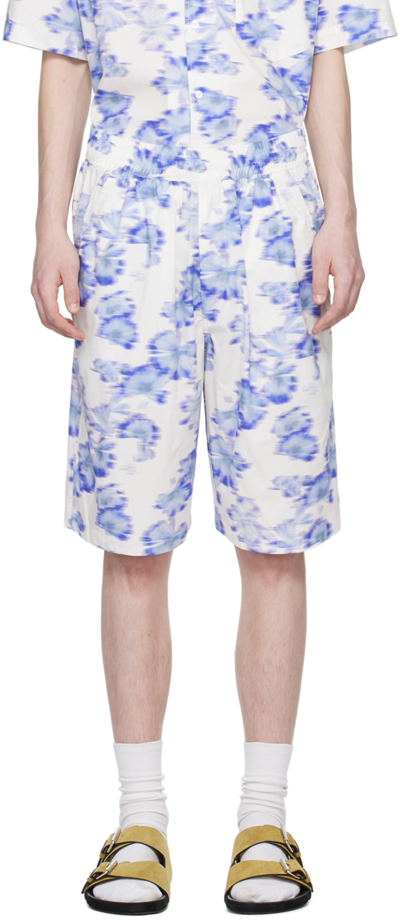 Shop Isabel Marant White & Blue Layan Shorts In 30lu Light Blue
