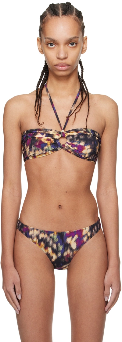 Shop Isabel Marant Étoile Multicolor Starnea Bikini Top In Oebk Ochre/black