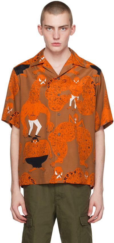 Shop Wacko Maria Brown & Orange Printed Shirt