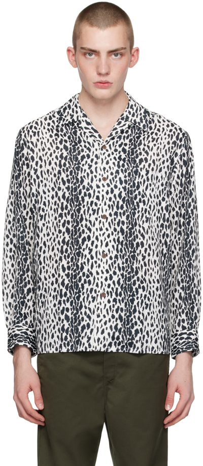 Shop Wacko Maria Black & White Leopard Shirt