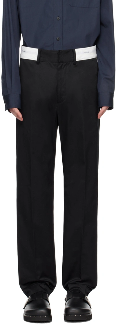 Palm Angels Contrasting-waistband Tapered Trousers In Black Off
