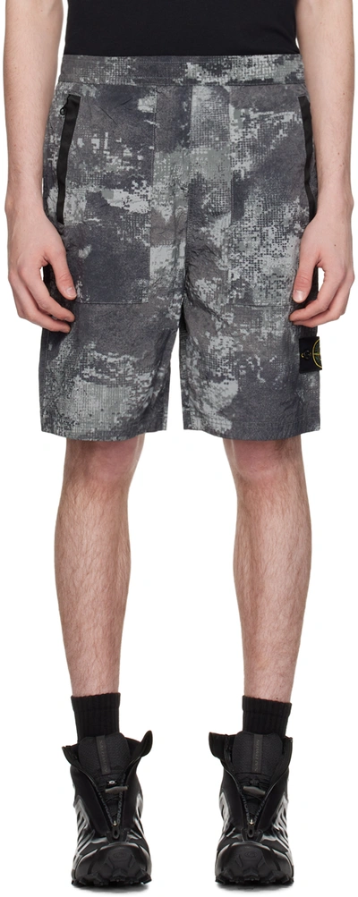 Shop Stone Island Gray Drawstring Shorts In V0060 Grey