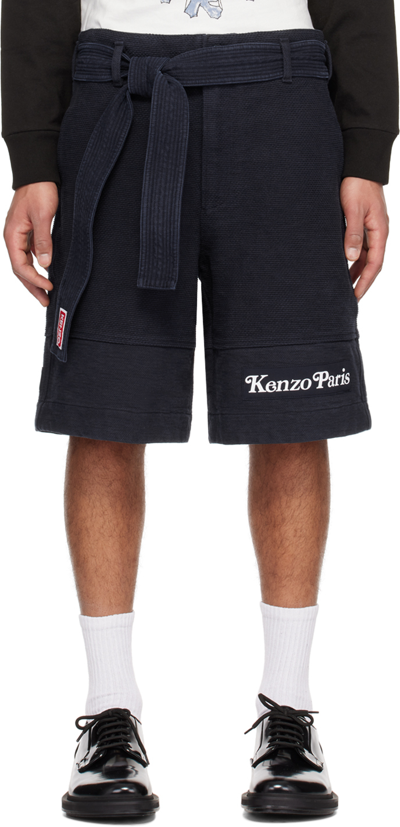 Shop Kenzo Navy  Paris Verdy Edition Judo Shorts In Midnight Blue