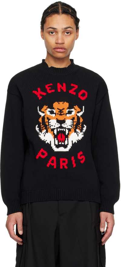 Shop Kenzo Black  Paris Lucky Tiger Sweater