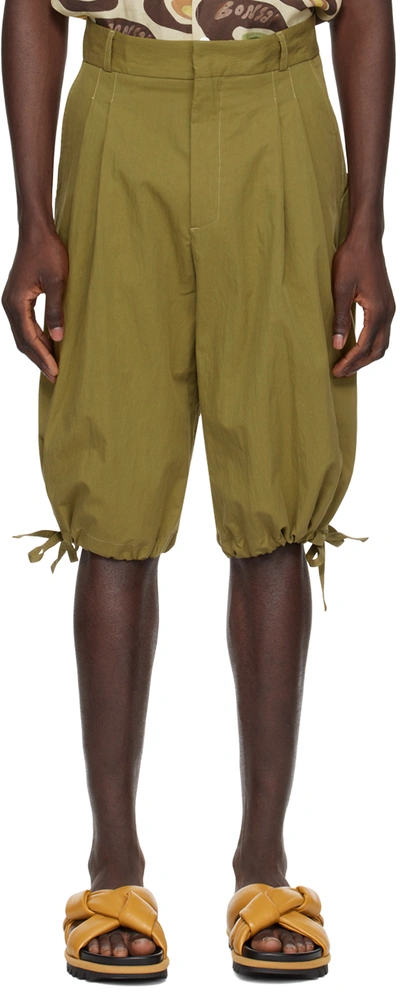 Shop Bonsai Khaki Drawstring Shorts In Cress Green Crsgre