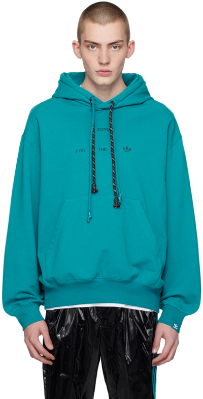 Shop Song For The Mute Blue Adidas Originals Edition Hoodie In Active Teal