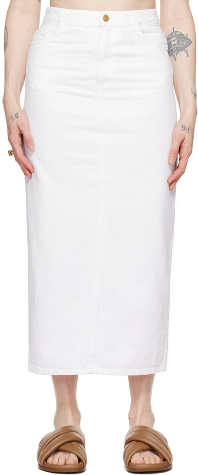 Shop Tove White Sera Denim Midi Skirt In Ecru