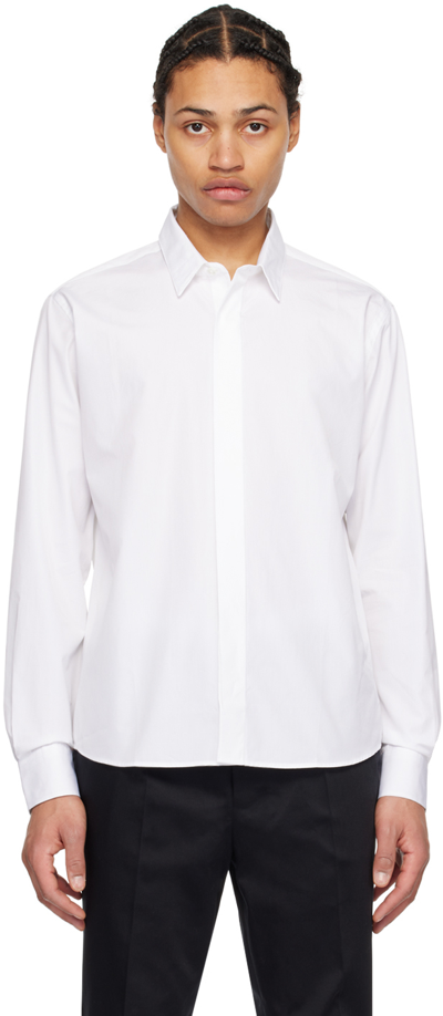 Shop Ami Alexandre Mattiussi White Spread Collar Shirt In Wool White/100