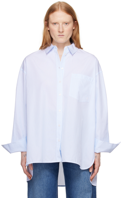 Shop Anine Bing Blue & White Chrissy Shirt In Multi