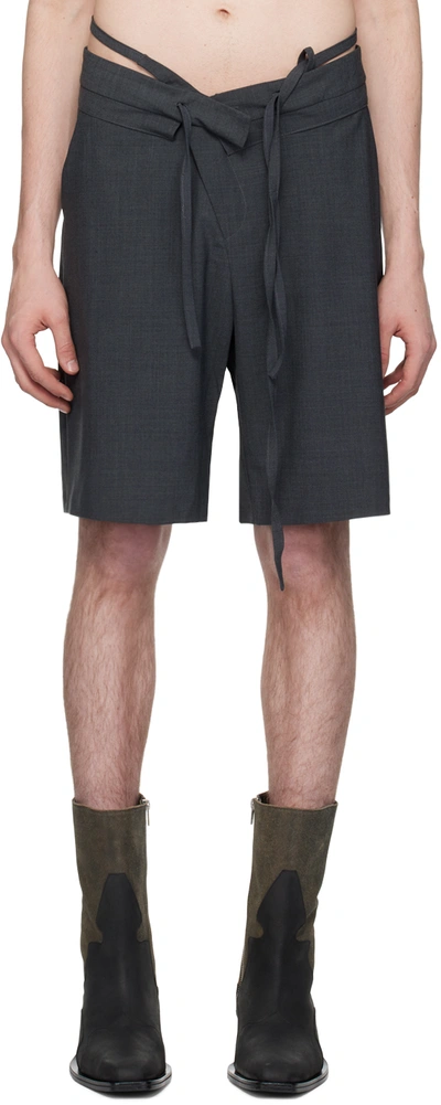Shop Ottolinger Ssense Exclusive Gray Double Fold Shorts In Anthracite Anthra