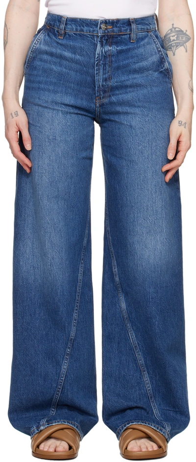 Shop Anine Bing Blue Briley Jeans In Washed Blue