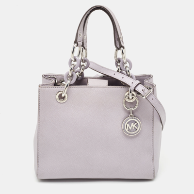 Pre-owned Michael Kors Lilac Leather Small Cynthia Tote In Purple