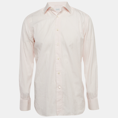Pre-owned Ermenegildo Zegna Pink Pinstripe Cotton Long Sleeve Shirt M