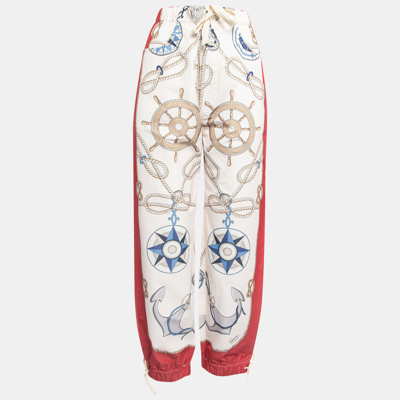 Pre-owned Gucci Cream Nautical Print Synthetic Joggers Xs