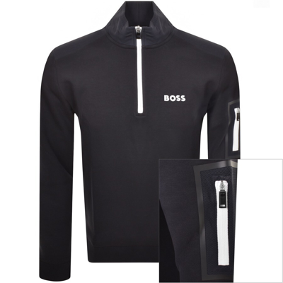 Shop Boss Athleisure Boss Sweat 1 Half Zip Sweatshirt Navy