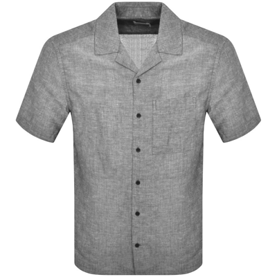 Shop Calvin Klein Linen Short Sleeve Shirt Black