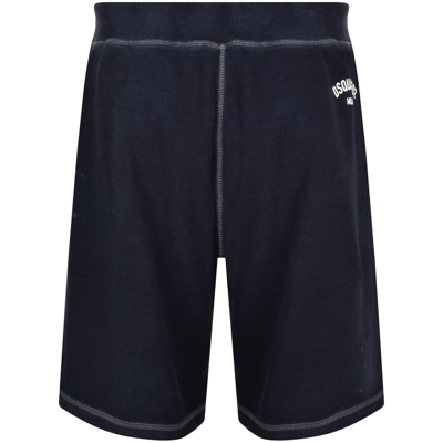 Dsquared2 Navy Blue Cotton Relax Fit Bermuda Shorts In Navy