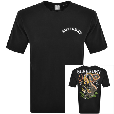 Shop Superdry Short Sleeved Tattoo T Shirt Black