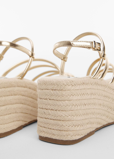 Shop Mango Metallic Wedge Sandals With Straps  Gold In Or
