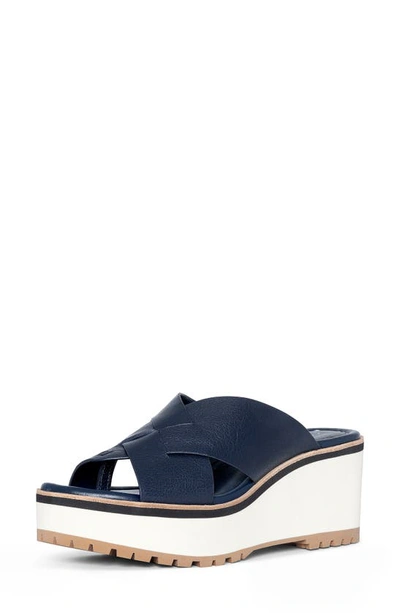 Donald Pliner Wedge Platform Sandal In Navy