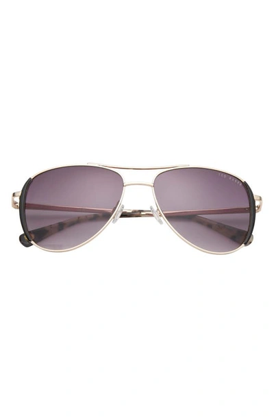 Shop Ted Baker 58mm Full Rim Aviator Sunglasses In Gold