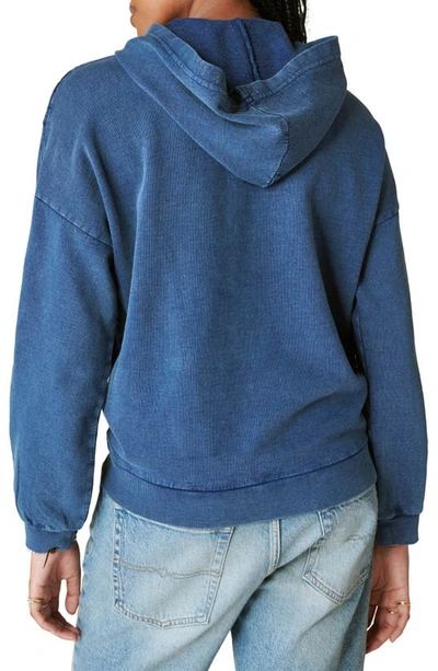 Shop Lucky Brand Embroidered Lace Hoodie In Indigo