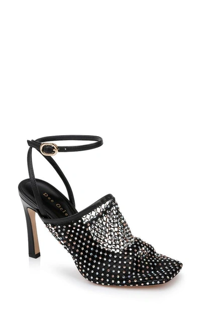 Shop Dee Ocleppo Rita Rhinestone Fishnet Sandal In Black/ Metallic Silver