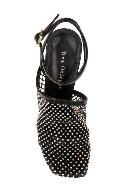 Shop Dee Ocleppo Rita Rhinestone Fishnet Sandal In Black/ Metallic Silver