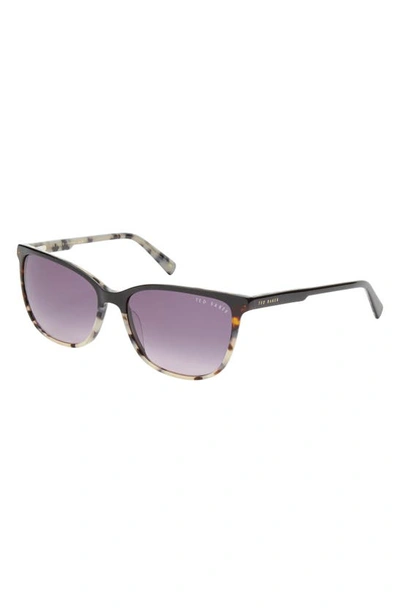 Shop Ted Baker 56mm Rectangular Sunglasses In Black