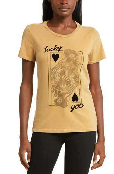 Shop Lucky Brand Lucky You Card Cotton Graphic T-shirt In Wood Thrush