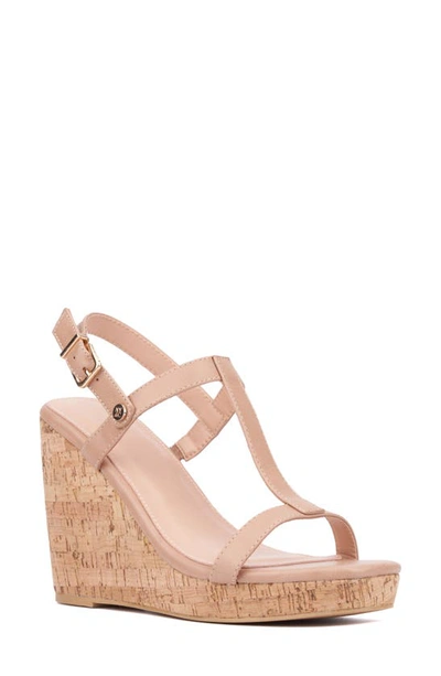 Shop New York And Company Aimee Wedge Sandal In Beige