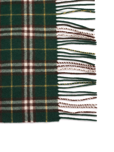 Shop Burberry Fringed Hems Scarf In Green