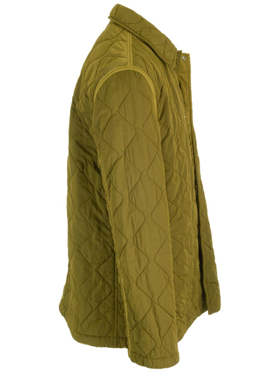 Shop Burberry Quilted Khaki Jacket In Green